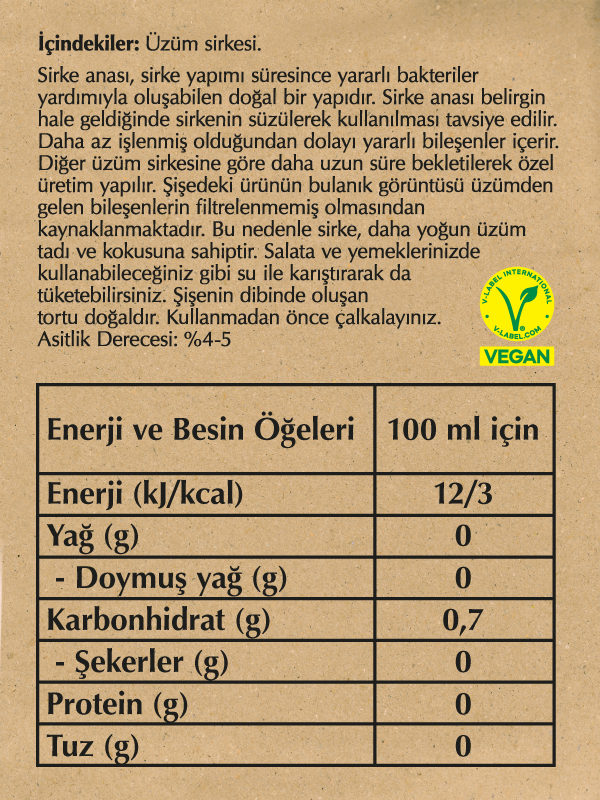 Fersan Sirke Analı Üzüm Sirkesi 500 CC Cam