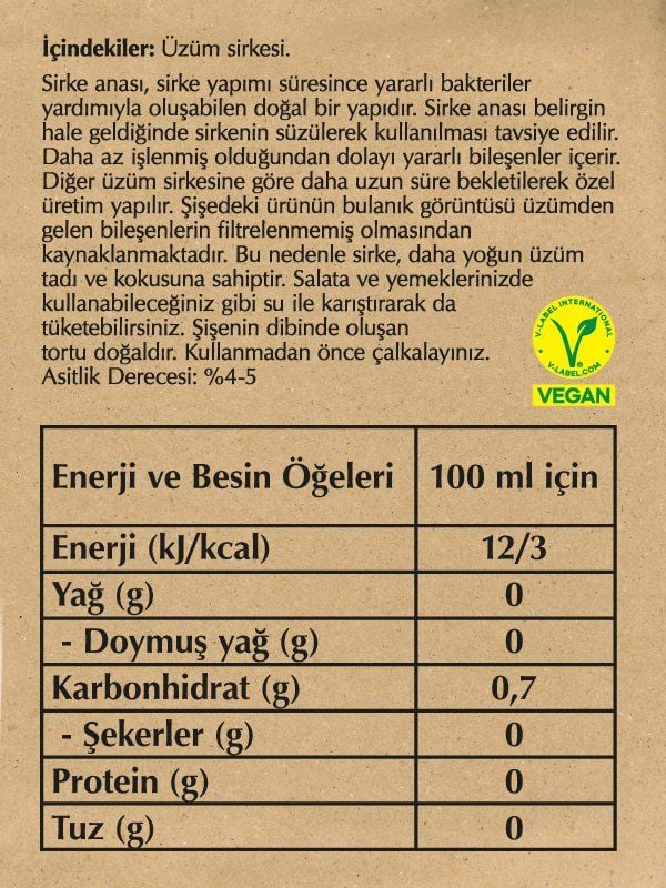 Fersan Sirke Analı Üzüm Sirkesi 500 CC Cam