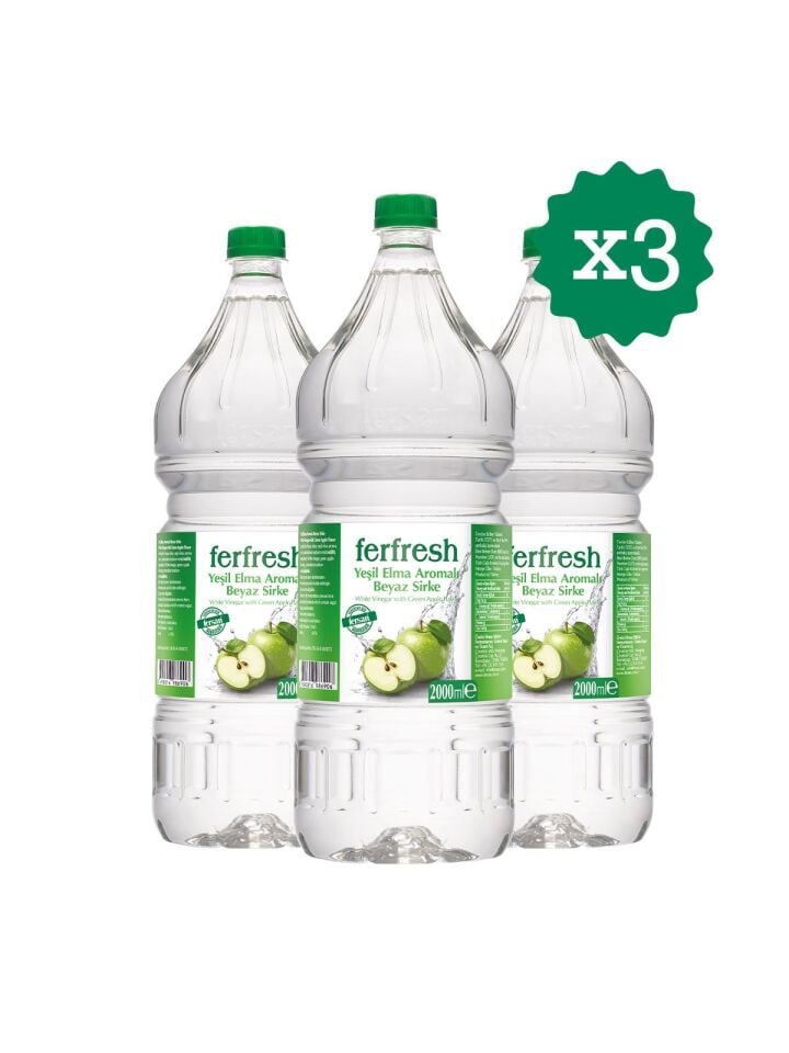 Ferfresh Beyaz Sirke 2 Lt Pet Yeşil Elma Aromalı x 3 Adet