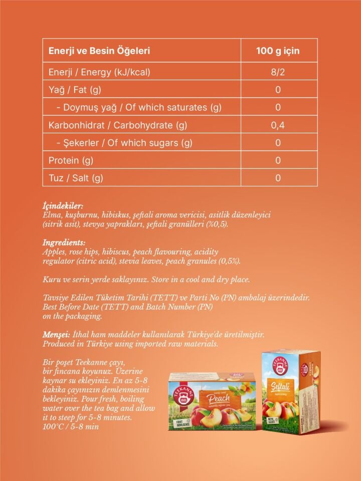 Teekanne Şeftali Karışık Meyve Çayı x 6 Adet